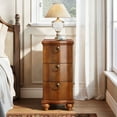 thumbnail image 3 of Tribesigns Wood Side Table with 3-Drawers, Fully Assembled Narrow Slim End Table, Nightstand for Bedside, Small Spaces, Walnut Brown, 3 of 8