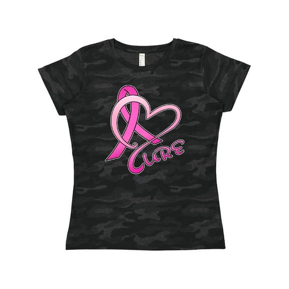 Inktastic Cure- Breast Cancer Awareness pink ribbon Women's T-Shirt