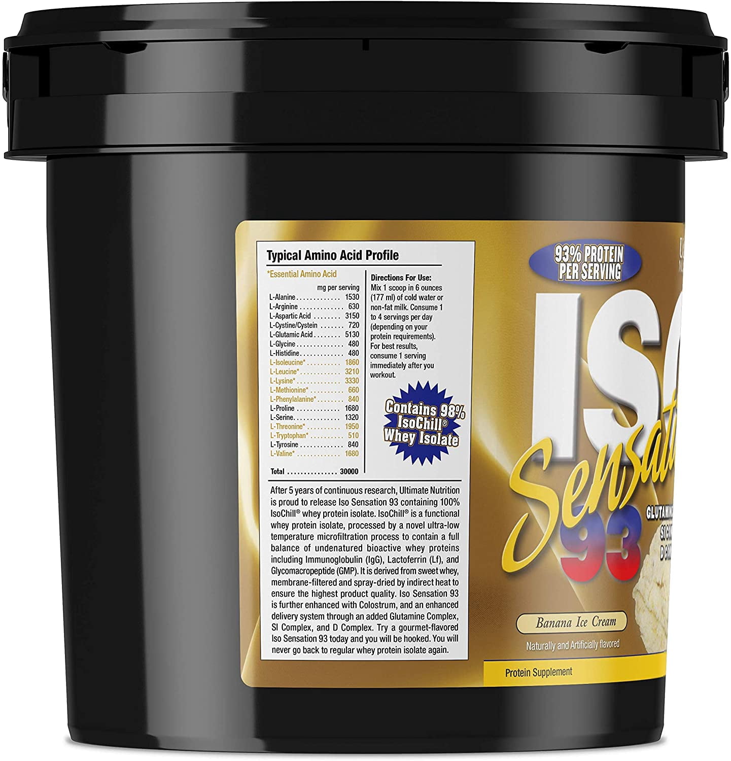 Ultimate Nutrition ISO Sensation 93 100% Whey Protein 5 lbs - Banana Ice Cream