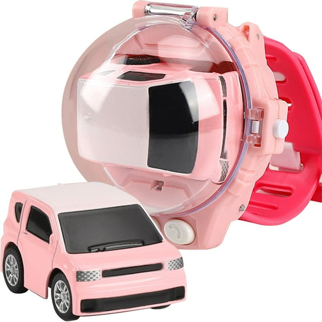 AMERTEER Voiture Télécommandée Montre Jouets 2.4 GHz RC Petite Voiture Montre Analogique Rechargeable USB 2.4Ghz Voiture de Course Montre Éducative Dessin Animé RC Petite Voiture