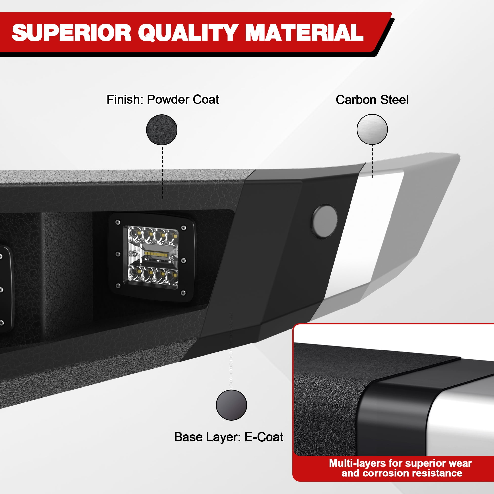 POFENZE Tundra Front Bumper Full Width for 2014-2021 Tundra Pickup