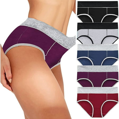 

5PC Women Patchwork Color Briefs Leisure Large Size Female Panties Underpants