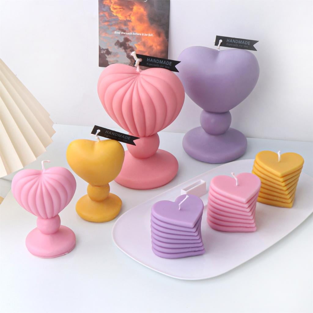 Loves Heart Candle Mold Heart Shaped Silicone Candle Moulds Valentines Day Decor