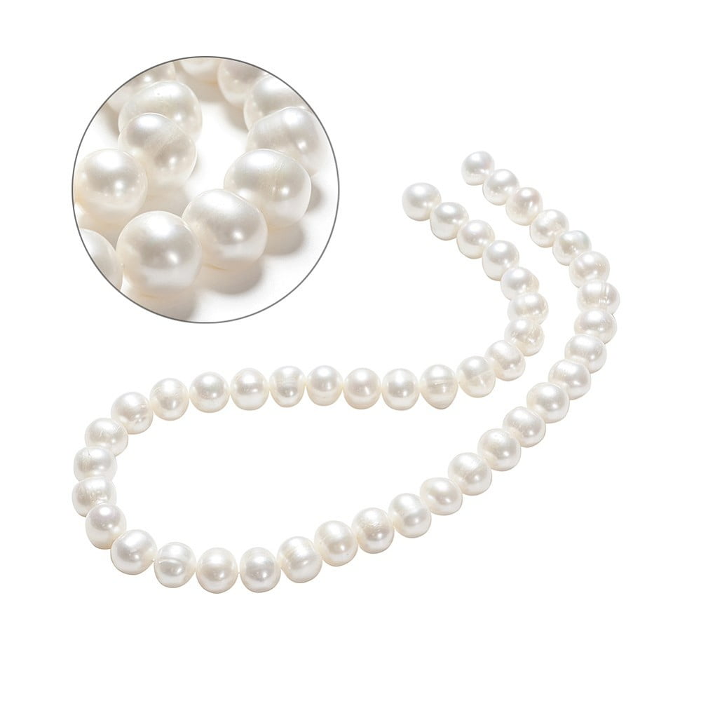 Natural Cultured Freshwater Pearl Beads Strands Round Beige 8.5~9mm Hole: 0.8mm about 45pcs/strand 14.96 inch(38cm)