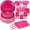 Hot Pink, variant on 125 Pcs Orange Party Supplies Set Include Paper Plates Cups Napkins Plastic Knives for 25 Guests Disposable Party Dinnerware for Birthday Wedding Family Picnic