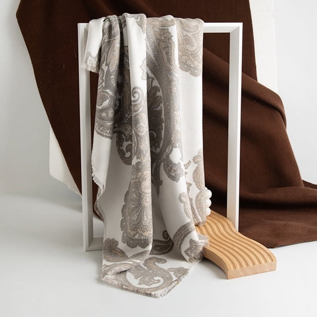 Nvzi Bufandas de flores de anacardo - Bufandas grandes y cálidas de invierno con flores de anacardo para vestidos de noche, color blanco A