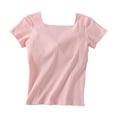 thumbnail image 2 of Blouses pour Femmes, Haut/chemise à Manches Courtes Ajusté avec Coussin de Poitrine Intégré, Couleur Unie, 2 of 9