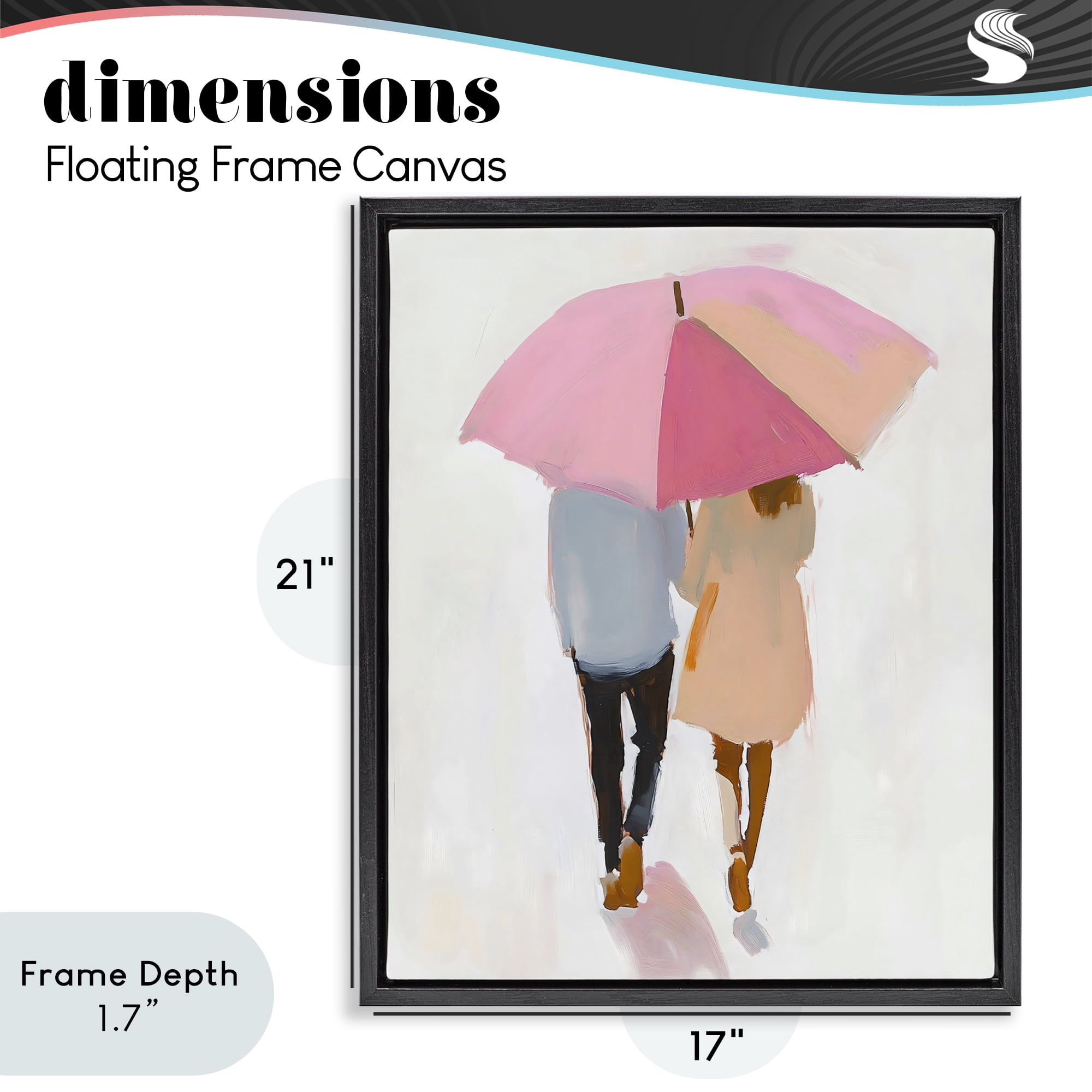 Stupell Industries Couple Stroll Under Umbrella Black Framed Floater Canvas Wall Art, design by The Prints Vibe