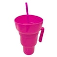 thumbnail image 2 of Sioweci Popcorn Drink Cup Stadium Tumbler with Snack Bowl with Straw Leakproof Snack Cup Reusable Cinema Beverage Popcorn Cup Rose Red, 2 of 13