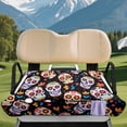 thumbnail image 3 of XYZCANDO Colorful Sugar Skull Golf Cart Seat Cover - 4 Storage Pockets, Non-Slip Washable Terry Cloth for 2-Seat Golf Carts, 3 of 9