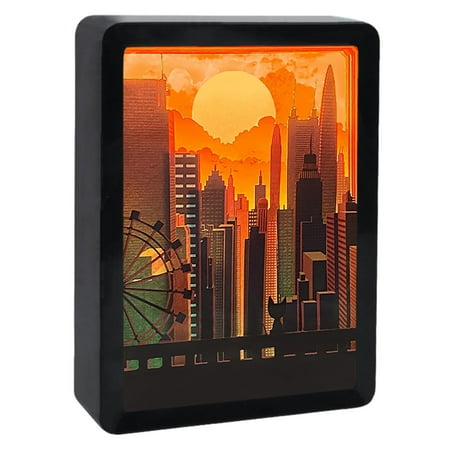 

Tuphregyow Paper-Cut Night Light with USB Charging Stereo Paper Carving Lamp for Nighttime Multicolor