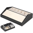 thumbnail image 4 of Hzzsbu 6-grid Belt Display Box PU Leather Belt Display Storage Holders Wooden Table Shelf Belt Collection Case for Tie Bow Watch, 4 of 7