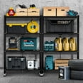 thumbnail image 3 of LISUEYNE 4-Tier Storage Shelving Unit, Metal Shelf, Foldable Storage Shelf with Wheels, 27.9"x13.4"x49.72" Garage Shelf, Kitchen Shelf with 4 Hooks, No Assemble Require, 3 of 6