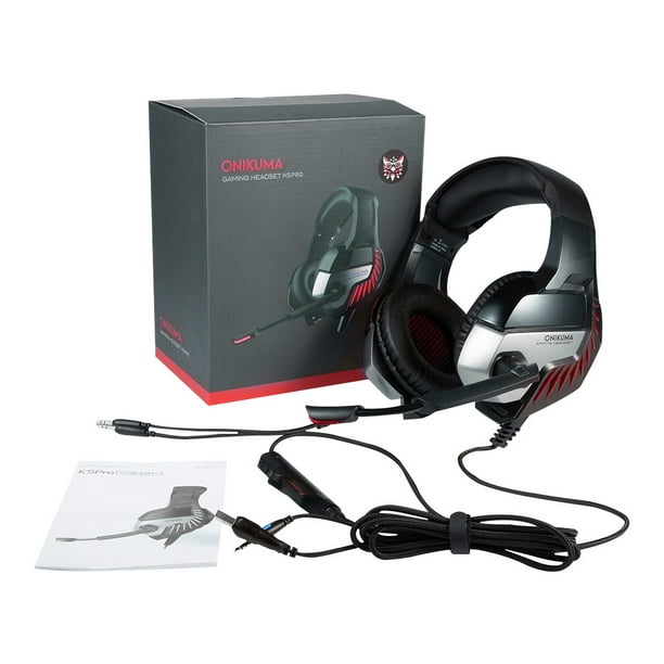ONIKUMA K5 PRO Auriculares con cable Auriculares con aislamiento de ruido Auriculares LED Auriculares estéreo con cable para juegos, Negro Rojo Advancent EL000992-02B