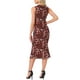 thumbnail image 3 of Vestido Floral de Malla sin Mangas para Mujeres, Cuello Redondo, Vestido Midi de Cóctel para Fiesta, Talla XS, Burdeos, 3 of 6