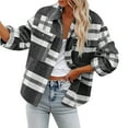 thumbnail image 2 of Fewfanhot Womens Fall Clothes Flannel Plaid Fall Outfits Long Sleeve Button Down Shirts Jacket Coats with Pockets, 2 of 6