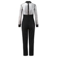 thumbnail image 3 of Aayomet Women's 2023 Fall Jumpsuits Shiny Bronzing Mesh Rompers Sets Long Sleeve Splice Zipper Long Jumpsuit (Black, XL), 3 of 4