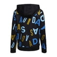 thumbnail image 2 of Adidas Boys' Active Sport Athletic Pullover Hooded Sweatshirt, Black Lineage with Collegiate Royal, X-Large, 2 of 2