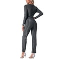 thumbnail image 3 of INSPIRE CHIC Sequin Jumpsuits for Women Deep Long Sleeve V Neck Belt Party Clubwear Sparkly Jumpsuit L Black Silver, 3 of 6