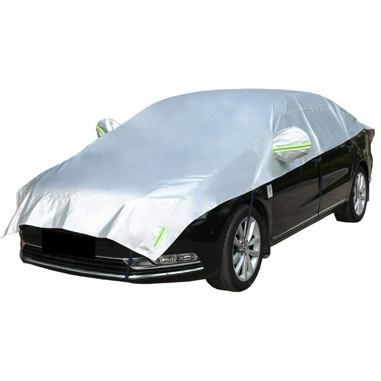 Universal Half Car Cover Sunshade Cover Outdoor Sun Reflection Aluminum  Film Waterproof Auto Cover For Sedan Hatchback Suv I8V8 