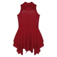 thumbnail image 5 of Alvivi Kids Girls Shiny Rhinestones Figure Ice Roller Skating Dress Sleeveless Ballet Dance Leotard Burgundy 12, 5 of 7
