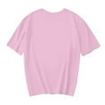 thumbnail image 4 of Tops for Women Plus Size Bow Ribbon Short-Sleeved Printed Round Neck Casual T-Shirt Pink XL, 4 of 4