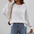 thumbnail image 3 of Pull à Col Rond Fendu sur le Côté Mode Ample Manches Longues pour Automne Hiver Blanc m, 3 of 8