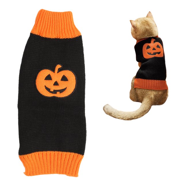Chandail pour Animaux de Compagnie Col Montant Chaud Extensible Citrouille Chandail Mignon Vêtements pour Chien Chat Automne Hiver Activités Intérieures Extérieures Fibre Acrylique