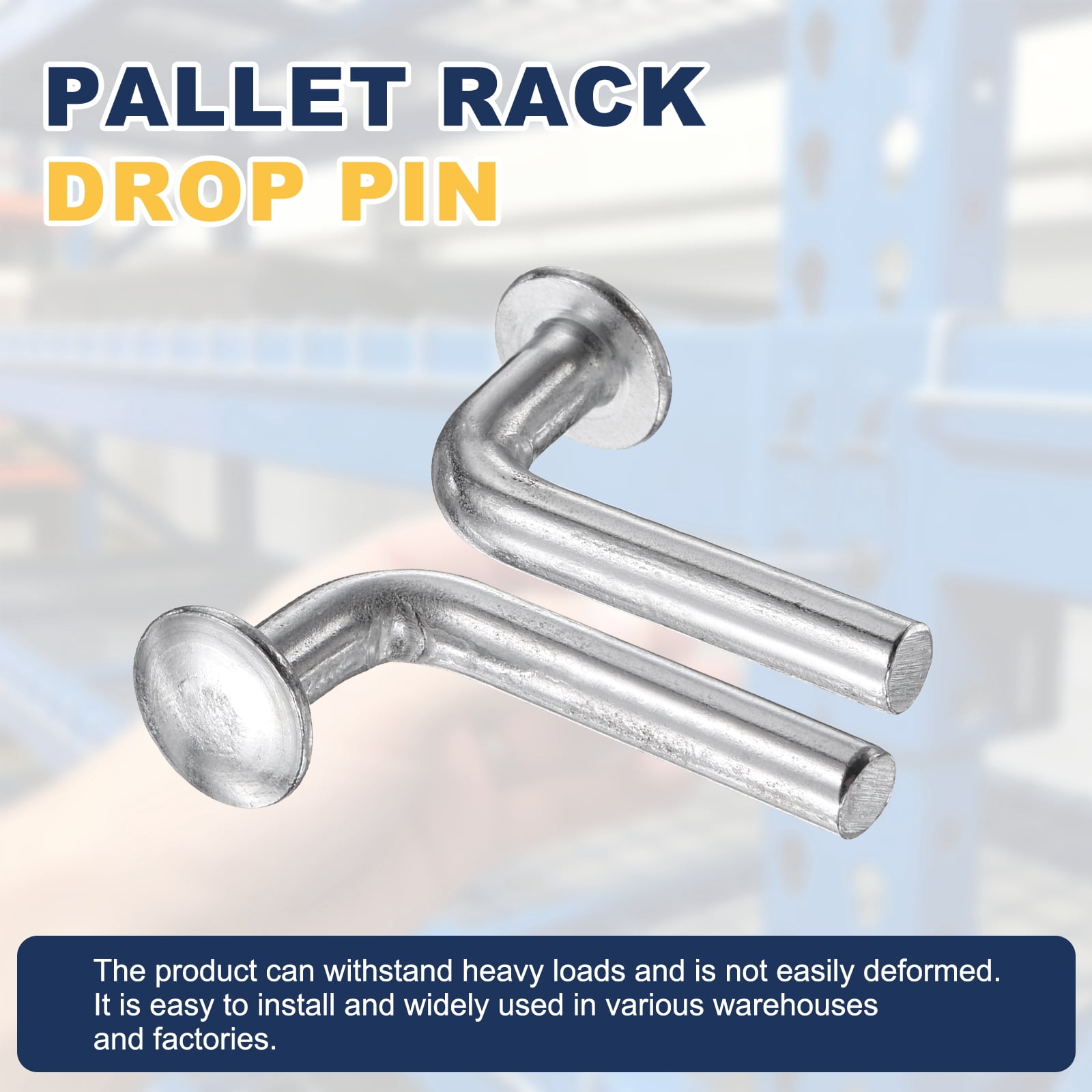 Uxcell 100 Pack Pallet Rack Drop Pin, 1.24 x 0.23 Inch Pallet Rack Safety Bolt Round Head J Bolt Universal Pins for Warehouse Racks and Shelving Units