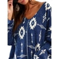 thumbnail image 3 of FASHIONWT Women Plus Size V-Neck Long Sleeve Printed Loose Top T-Shirt, 3 of 4