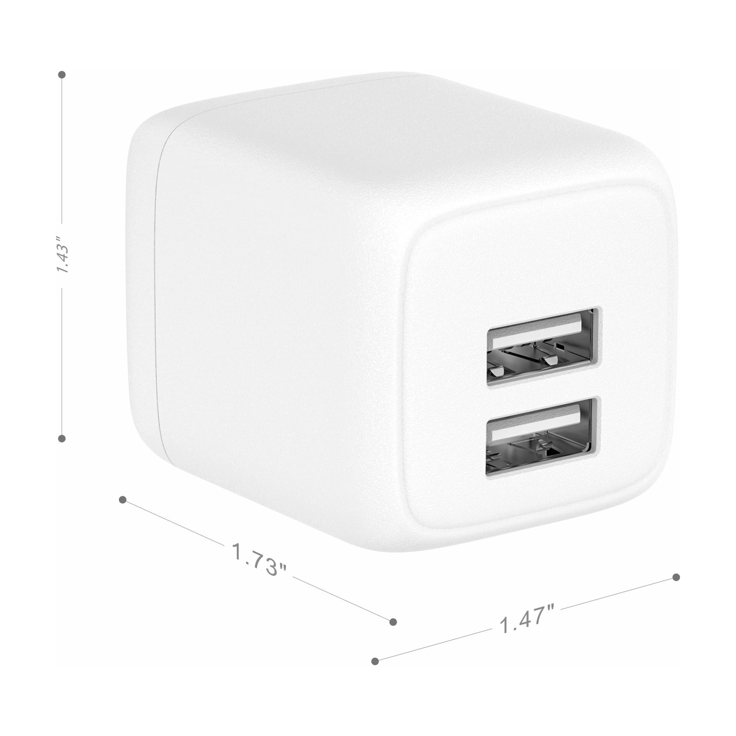 (5 pack) onn Dual USB-A Port 24W Wall Charger with 3ft Lightning to USB Cable, Foldable Plug, White