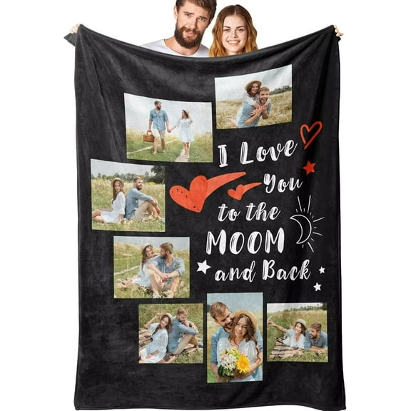 AISENIN Custom Blanket with Photos Personalized Picture Throw Blankets Gifts for Women Lover Friend Customized Picture Gifts Flannel Blanket Christmas Birthday Wedding