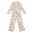 thumbnail image 5 of Ladies Christmas Sleep Outfit Satin Nightwear Set Funny Print Long Sleeve Button Down Shirt and Pants, 5 of 5