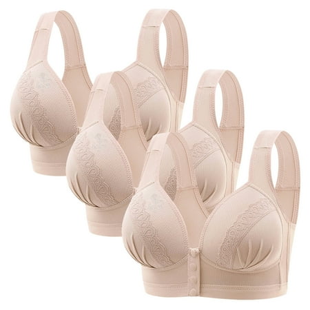 Black of Friday Deal Clearance Staron 3PC Daisy Bras for Older Women No Underwire Front Closure Bra Wireless Stretch Bra Comfortable Comfy Bras No Underwire Bra