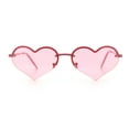 thumbnail image 4 of Womens Hippie Bubbly Heart Shape Half Rim Metal Retro Sunglasses All Pink, 4 of 7