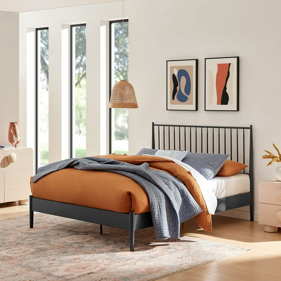 Modway Adair Spindle Metal Full Platform Bed in Charcoal by Modway