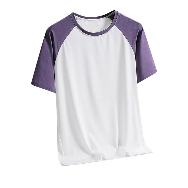 Yaoyar T-Shirt Homme Couleur Unie Manches Courtes Col Rond Confort, Haut Basique Décontracté, T-Shirt de Garde-Robe Quotidien, T-Shirt Respirant en Soie Glacée Coupe Décontractée