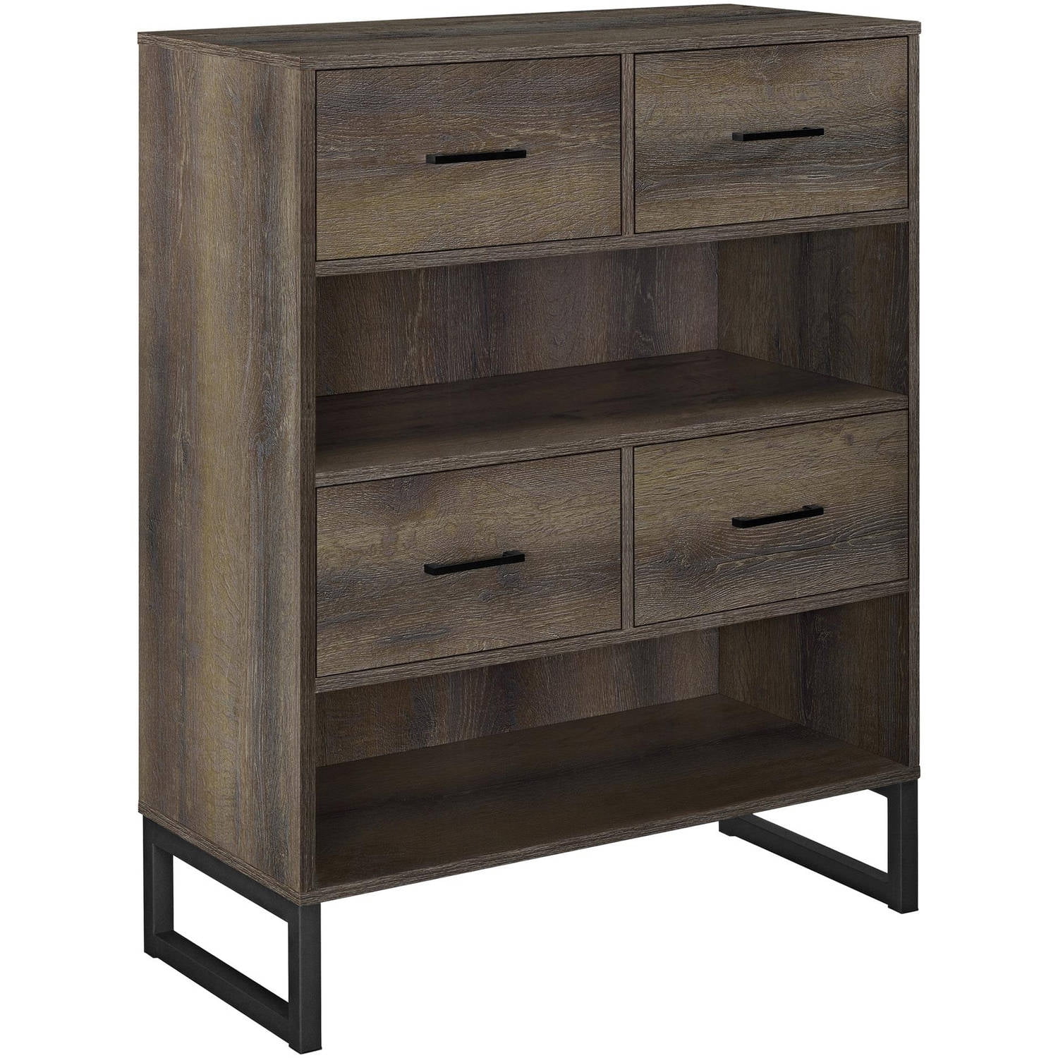 Ameriwood Home Candon Bookcase With Bins Distressed Brown Oak Ameriwood Home Candon Bookcase With Bins Distressed Brown Oak Com