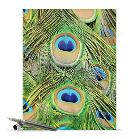 J2003AMDG Jumbo Mother's Day Card: 'Fancy Feathers' Featuring The Iridescent Blue and Green Plumage of a Peacock Greeting Card with Envelope by The Best Card