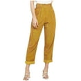thumbnail image 2 of Women's Corduroy High Waist Wide Leg Loose Casual Pants, Tummy Control Straight Leg Trousers with Functional Pockets, Comfortable Stretchy Elastic Waist for Work, | TruBelle,Yellow M, 2 of 7