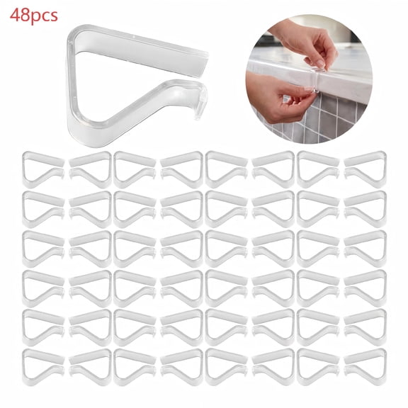 48 Pack Transparent Clear Tablecloth Clips – Plastic Table Cloth Clips, Windproof Table Cover Holder Clamps for Christmas, Home, Wedding, Party, Indoor, Outdoor, Camping, Picnic (Large)