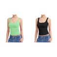 thumbnail image 1 of (2-Pack) Rinsvye Women's Square Neck Tank Camisole Bra Shelf Top Sleeveless Double Lined Crop Top Loose Top Basic Tops Collection, 1 of 9