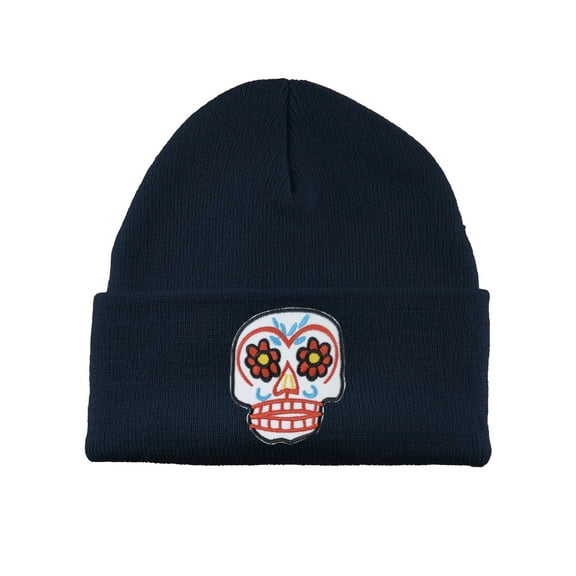 Gravity Threads Sugar Skull Patch Cuffed Beanie - Navy