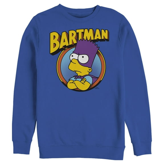 Men's The Simpsons Bartman  Sweatshirt Royal Blue 2X Large