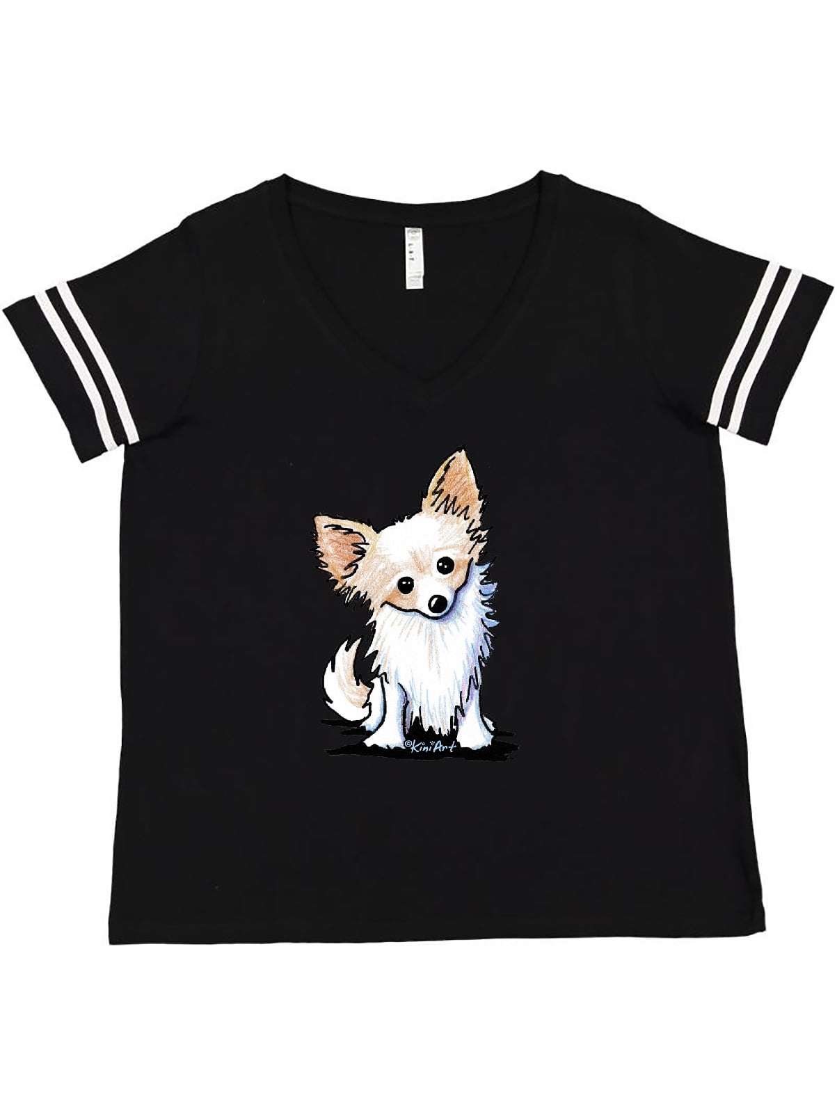 INKtastic - Inktastic Long Haired Chihuahua Adult Women's Plus Size V-Neck  Female Ringer Black and White 4X - Walmart.com - Walmart.com