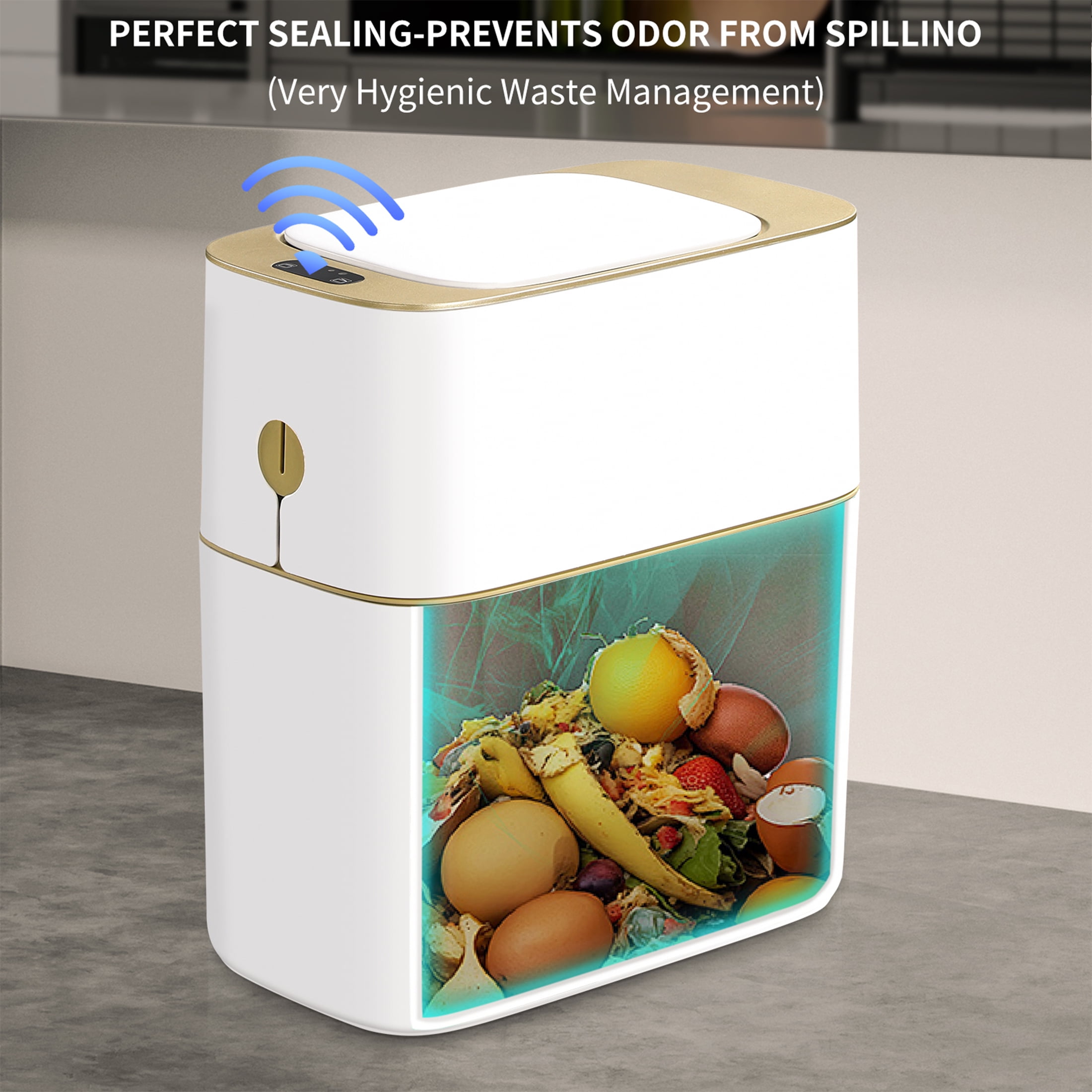 Joybos Motion Sensor Trash Can with Lid 3.5 Gallon - Hands-Free,Slim Waterproof Trash Bin for Bedroom,Bathroom,Office,Living Room