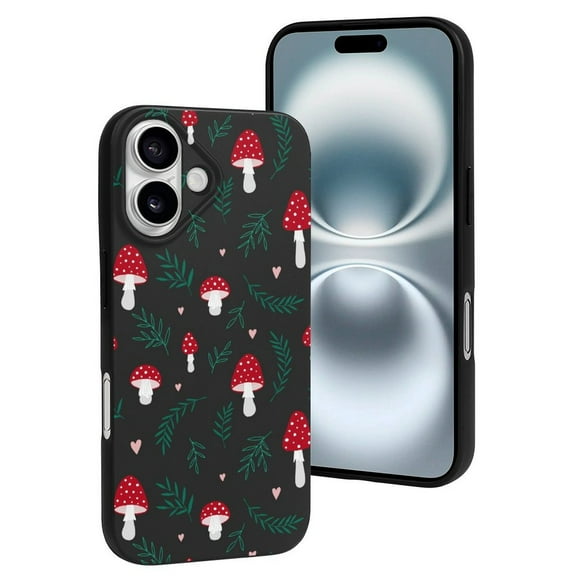 Compatible with Iphone 16 Case - Cute Soft Amanita Mushroom K Silicone Case Compatible with Iphone 16 Phone Case for Women Men