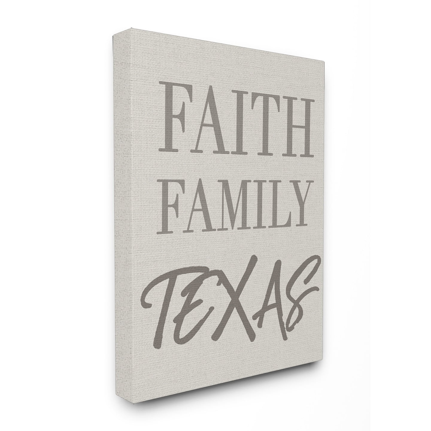 Stupell  Faith Family Texas Typography Stretched Canvas Wall Art 16 x 20