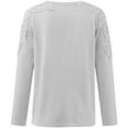 thumbnail image 4 of Seductiva Spring Tops Women's Long Sleeve Shirts Workout Women's Round Neck Solid Color Hollowomen Stitching Long Sleeve T Shirt Breathable & Easy Care Fabric Outfits Workout, 4 of 5
