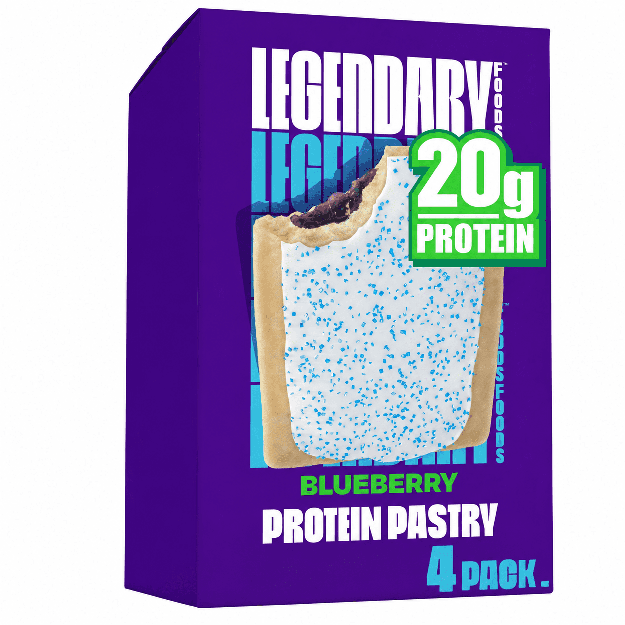 Legendary Foods Blueberry Protein Pastry, 20g Protein, 4 Pack, Keto Friendly, Gluten Free